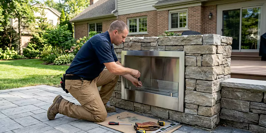 Outdoor Ethanol Fireplace Installation Linden