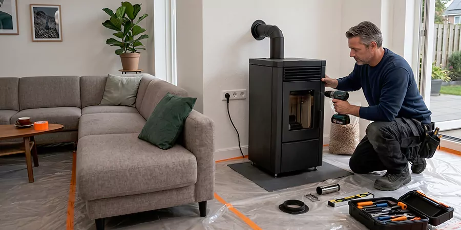 Fireplace Surround and Wall Installation Linden