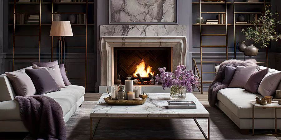 Modern Tile and Stone Fireplace Design Linden